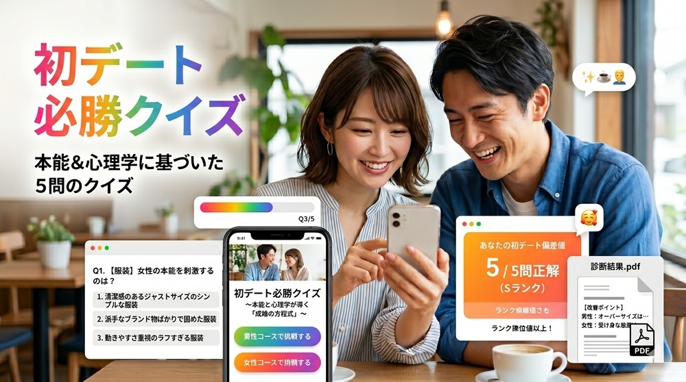 初デートの壁を心理学・脳科学から打ち破る「初デート必勝クイズ」