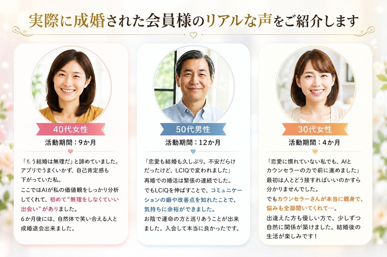 成婚退会された方の声