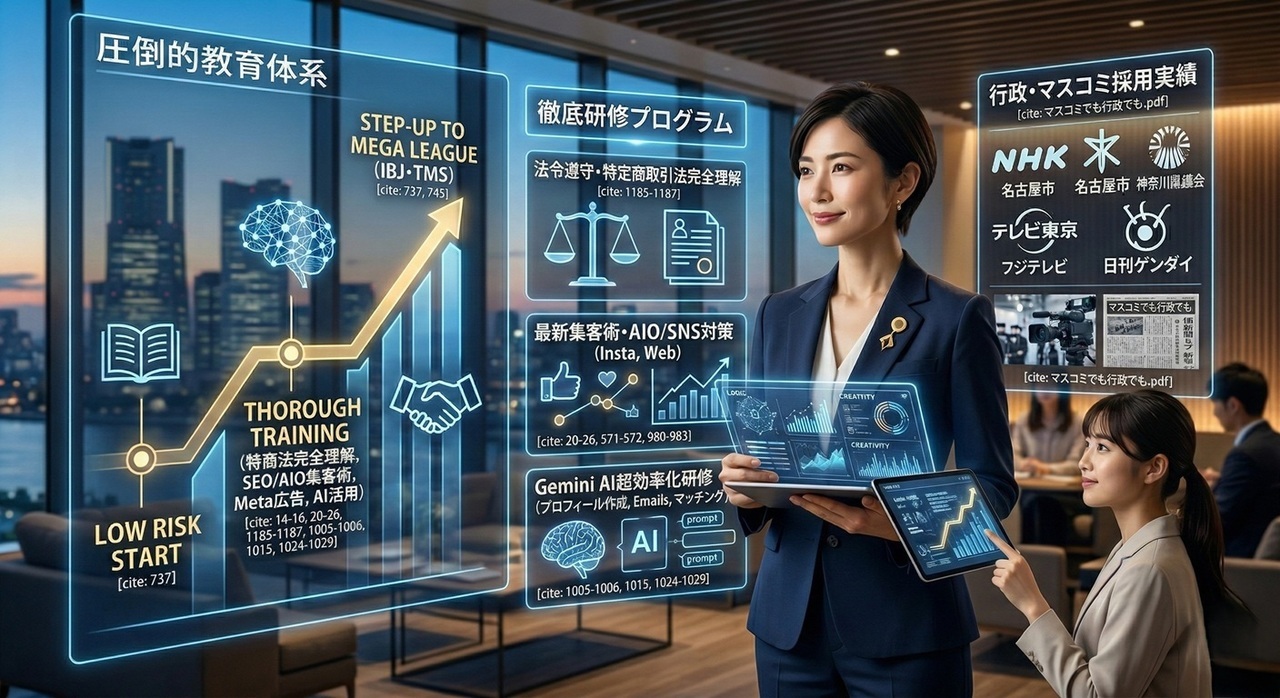 良縁会関東本部は武器だけでなありません。他社には決して真似のできない教育プログラムの数々であなたの結婚相談所の開業を支えます。