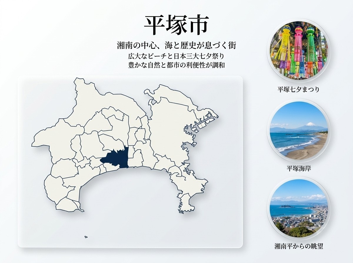 平塚市の地図とメインスポット