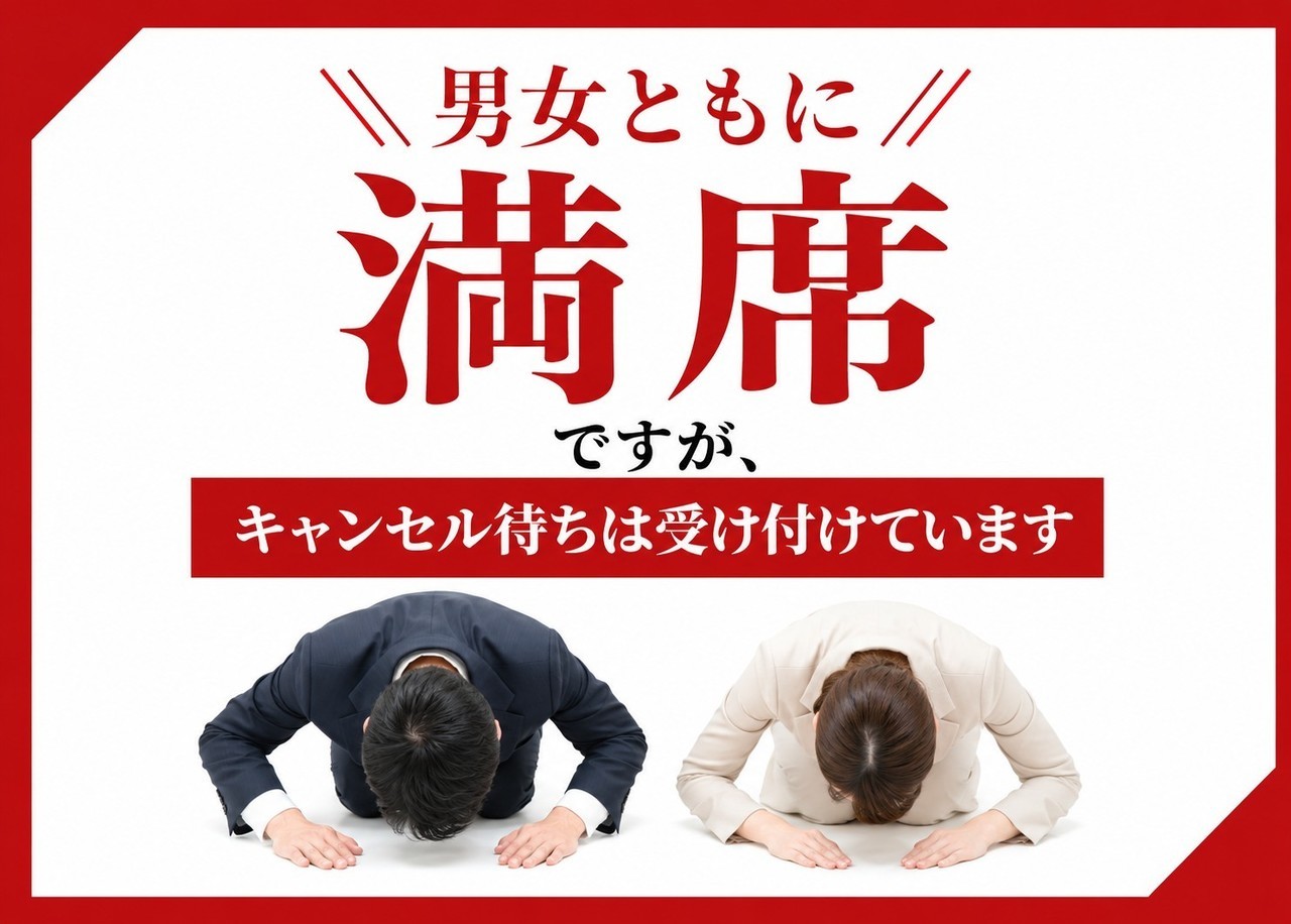 男女共に満席です