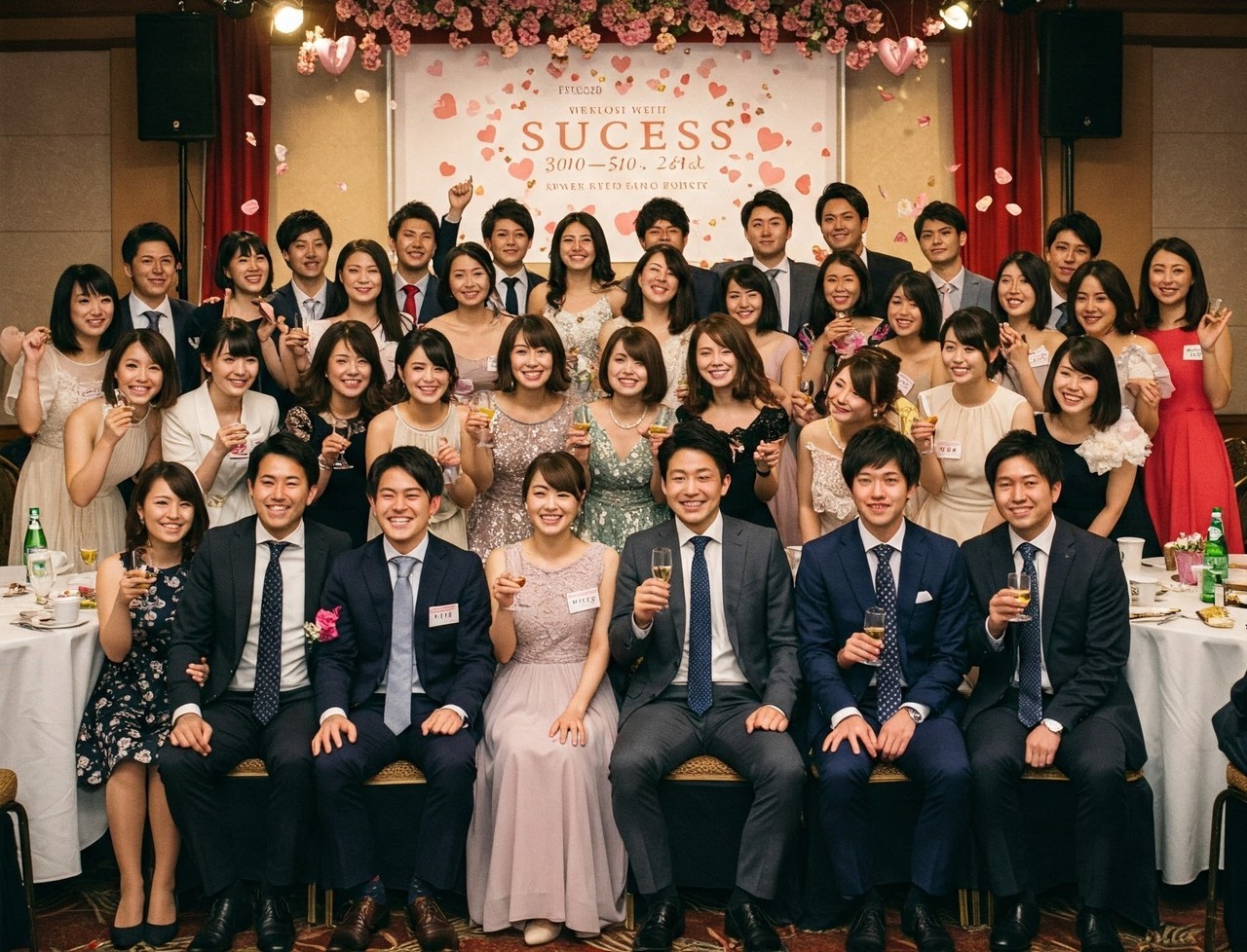 参加者全員で記念撮影。婚活パーティー