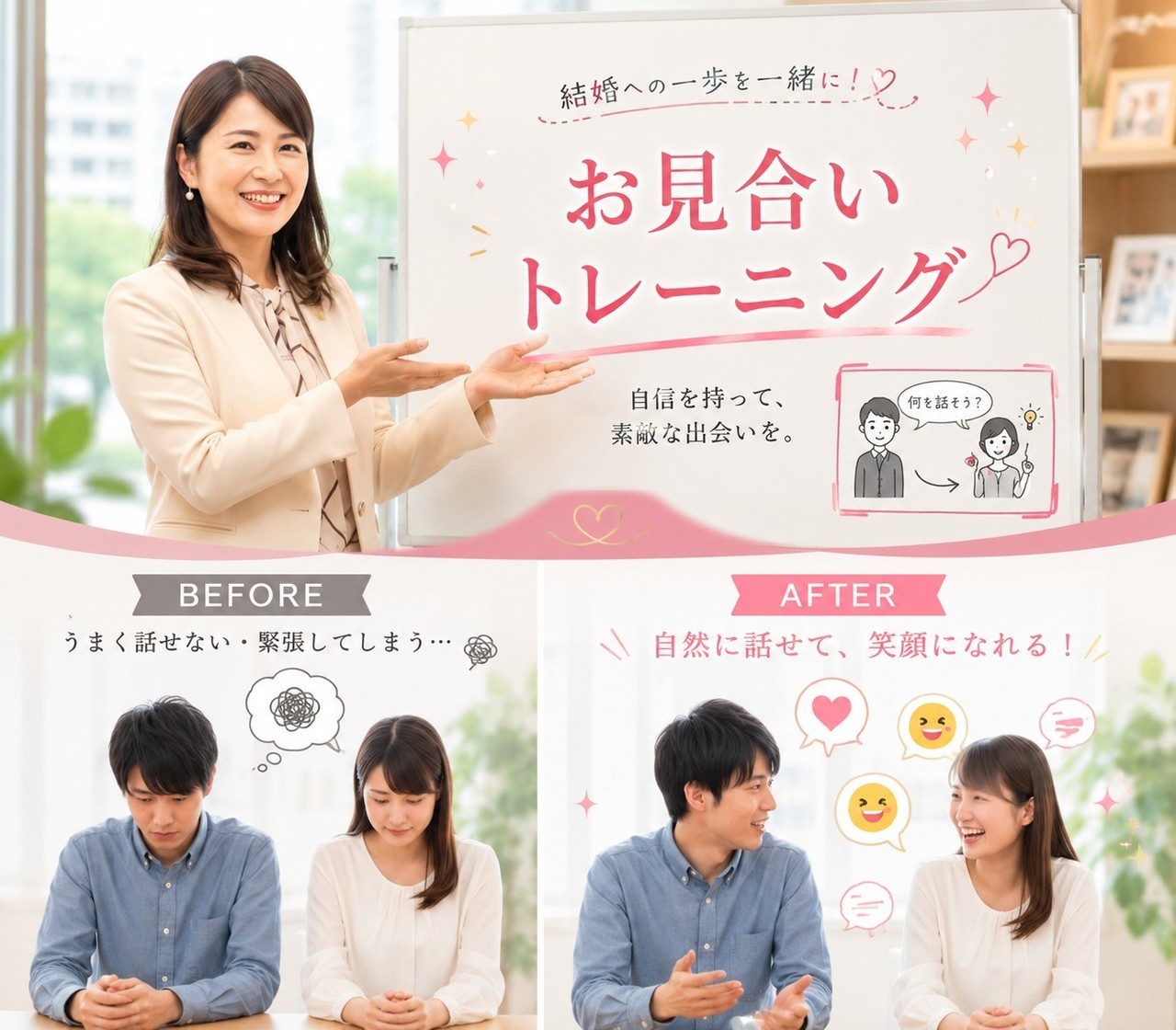 学びの場が、そのまま運命の出会いの場になる画期的なお見合いトレーニング