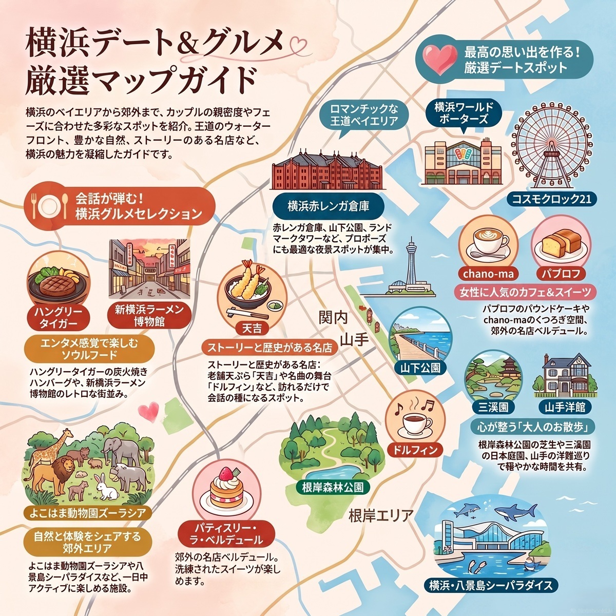 横浜のデートスポット＆グルメマップ