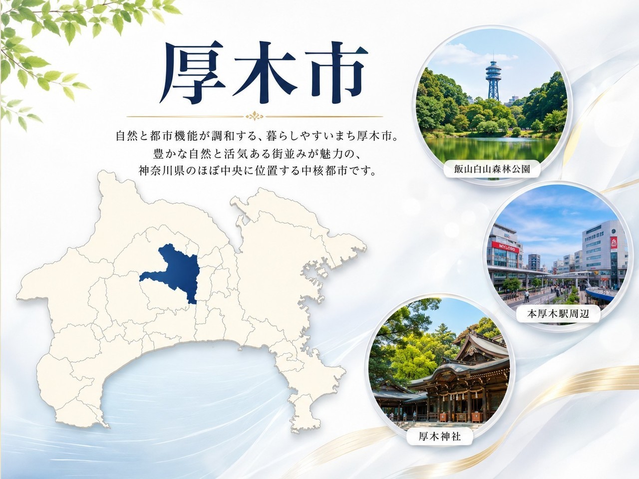 厚木市の地図とメインスポット