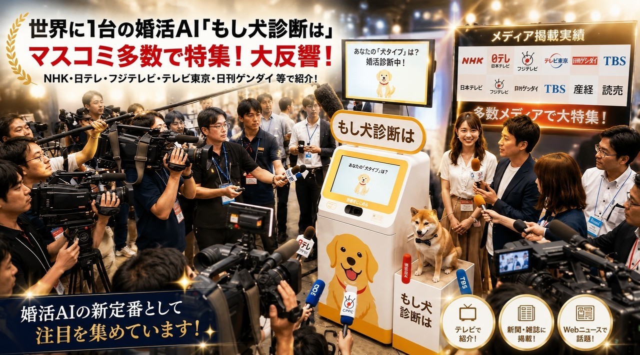唯一無二の婚活AIはNHK、日本テレビ、フジテレビ、テレビ東京、日刊ゲンダイなど多くのマスコミで特集されました