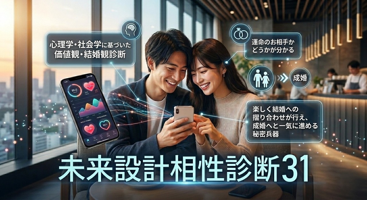 交際に入っても成婚退会に進めない。そんなお悩みもこの未来設計相性診断31が解消します。