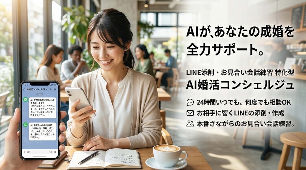 お見合いのお相手を務めてくれて、LINEの添削もしてくれるAI婚活コンシェルジュが誕生しました。