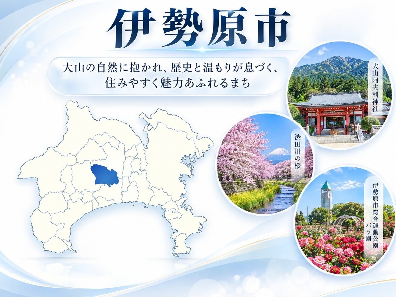 伊勢原市の地図とメインスポット