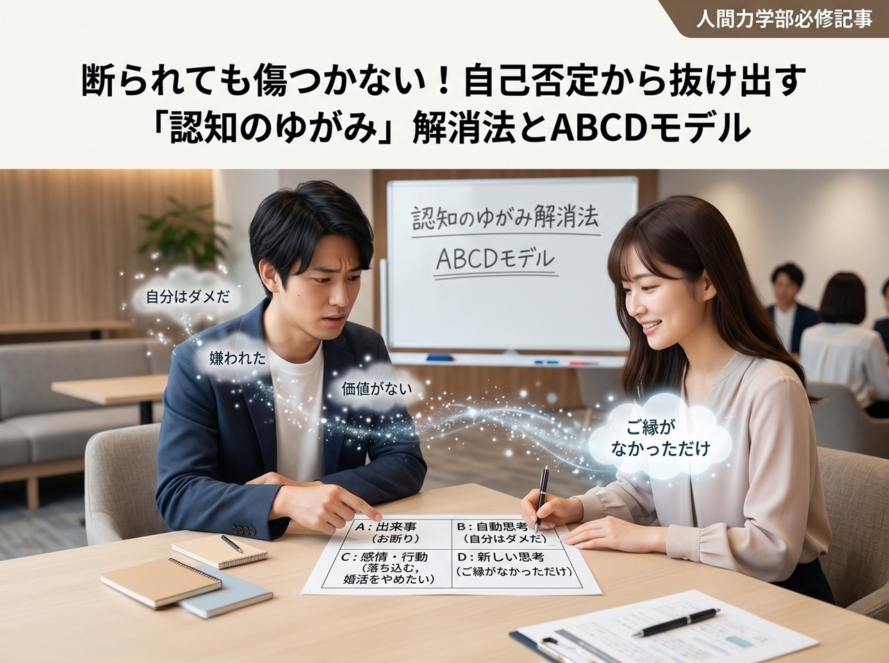 断られても傷つかない！自己否定から抜け出す「認知のゆがみ」解消法とABCDモデル