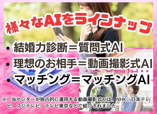 様々な婚活AIをラインナップ