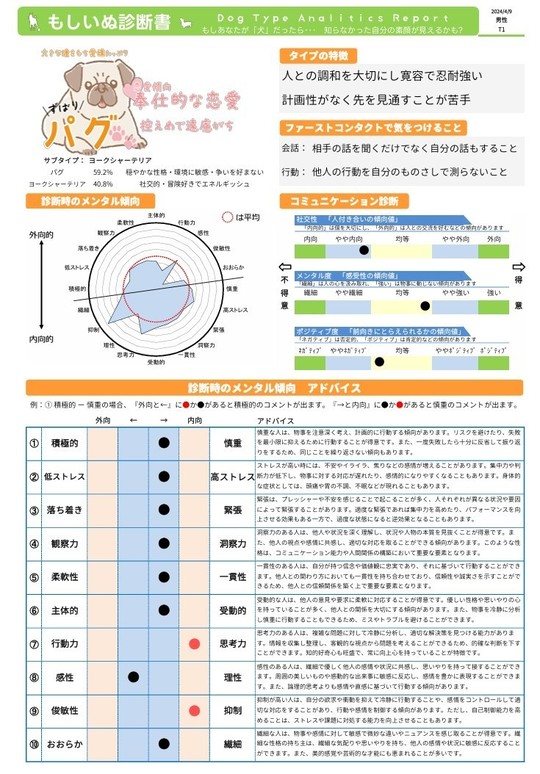 婚活AI分析結果帳票サンプル